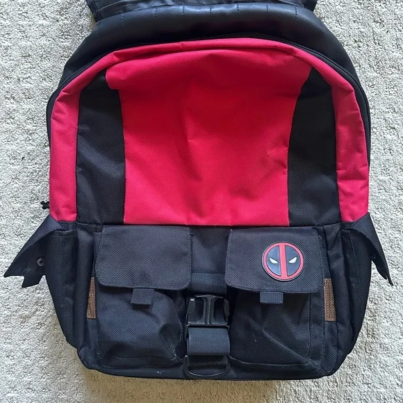 Marvel Red and Black Deadpool Backpack - Picture 3 of 5